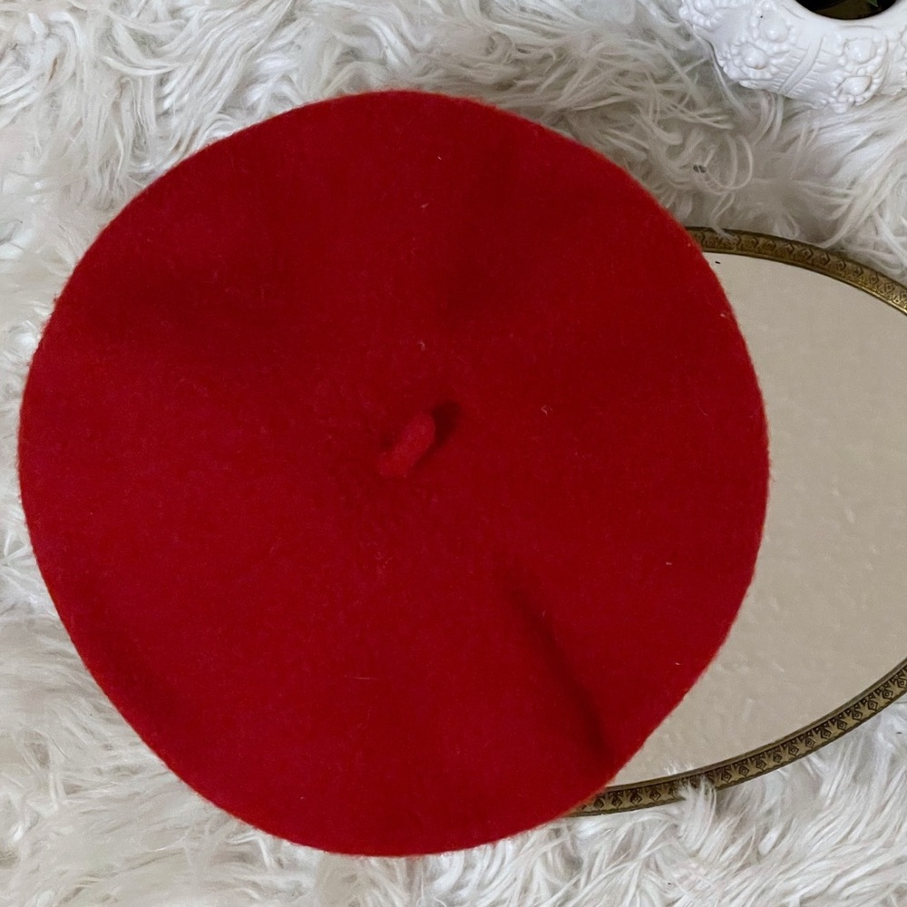 EUC red wool blend beret